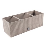 Jardiniera din plastic Rato, cu sistem auto-udare, finisaj ratan sintetic, interior / exterior, dreptunghiulara, mocca, 50 x 19