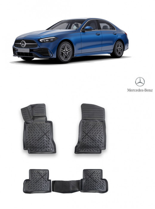 Covorase cauciuc stil tavita Mercedes Clasa C W206 (2021-2022) Prindere in podea inclusa