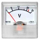 Voltmetru Analogic DC 0-30V, Montare Panou 40x40mm, Masurare Tensiune Curent Continuu