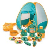 Set camping exterior/interior pentru copii, 7 accesorii cu tematica si cort, multicolor, Flippy