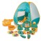 Set camping exterior/interior pentru copii, 7 accesorii cu tematica si cort, multicolor