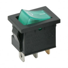 Interupator basculant 1 circuit 6A-250V OFF-ON, lumini de verde