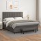 vidaXL Pat box spring cu saltea, gri, 180x200 cm, piele ecologică 3137681