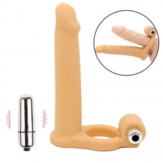 Inel penis cu dildo anal ?i doua gloan?e vibratoare deta?abile foto