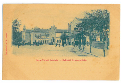 4878 - ORADEA, Railway Station, Litho, Romania - old postcard - unused foto