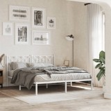 VidaXL Cadru de pat metalic cu tăblie, alb, 150x200 cm 376179