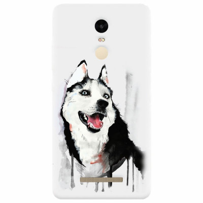 Husa silicon pentru Xiaomi Remdi Note 3, Husky Dog Watercolor Illustration foto