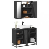 vidaXL Set mobilier de baie, 2 piese, negru, lemn compozit 3300910