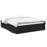 Cadru Pat Gossi Negru 150x200 cm Lemn Prelucrat Lamele Suport Saltea Dormitor Modern