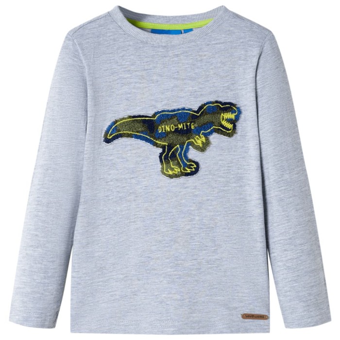 Tricou pentru copii cu m&acirc;neci lungi, gri melanj, 128