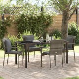 VidaXL Set de scaune de grădină cu pernă cu pernă 5 pcs Gri 160 x 80 x 73 cm