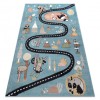 Covor FUN Route pentru copii, strada, animale, albastru, 200x290 cm