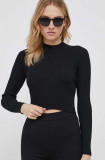 Sisley pulover femei, culoarea negru, light, cu turtleneck