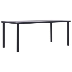 vidaXL Masă de bucătărie, negru &amp; gri beton, 200 x 100 x 75 cm, MDF