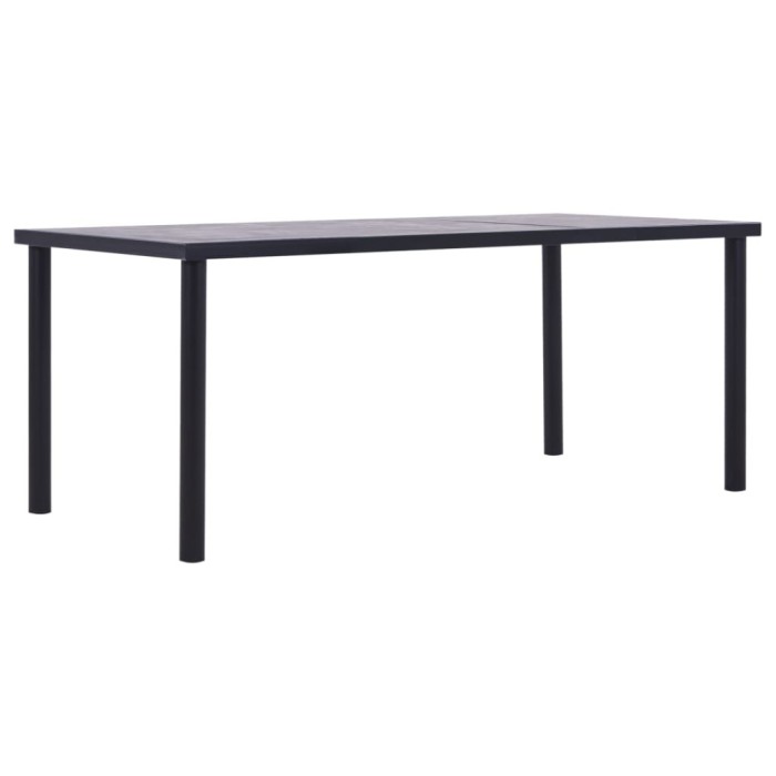 Masa de bucatarie, negru &amp; gri beton, 200 x 100 x 75 cm, MDF