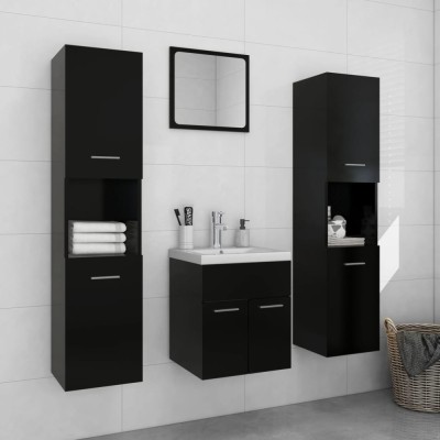 Set mobilier de baie, negru, lemn prelucrat foto