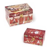 Set 2 cutii decor Craciun lemn multicolor 20x14x12 cm, 16x11x9 cm