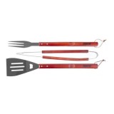 Cumpara ieftin Ustensile pentru barbecue, grill, gratar,&nbsp;inox, maner lemn, set 3 piese, Strend Pro