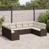 Cumpara ieftin Set de canapele pentru grădină 9 pcs Maro și alb Rattan poli