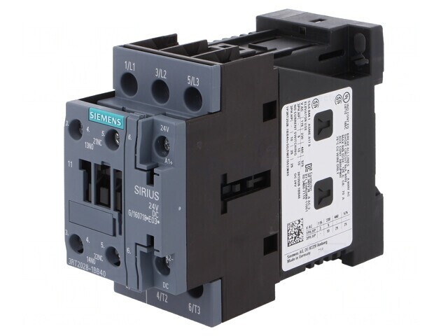 Contactor 3P 24VDC 40A NO/NC 3RT2028-1BB40