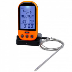 Termometru alimentar digital insertie, gratar, portocaliu, tija, model TG01