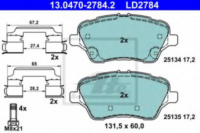 Set placute frana,frana disc FORD FIESTA VI (2008 - 2016) ATE 13.0470-2784.2 foto