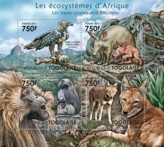 TOGO 2011 - Fauna africana din Etiopia / set complet MNH - bloc+colita (2 imagini)