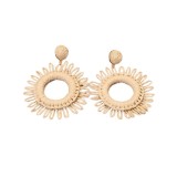 Cercei din rafie White Hoop