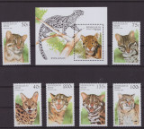 93-BENIN 1996-Animale-FELINE Colita si serie de 6 timbre nestampilate,MNH, Nestampilat