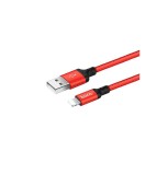 Cablu de date Lightning la USB 2.0 2A Hoco Premium pentru Apple iPhone-Lungime 1 Metru-Culoare Roșu