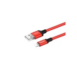 Cablu de date Lightning la USB 2.0 2A Hoco Premium pentru Apple iPhone-Lungime 2 Metri-Culoare Roșu