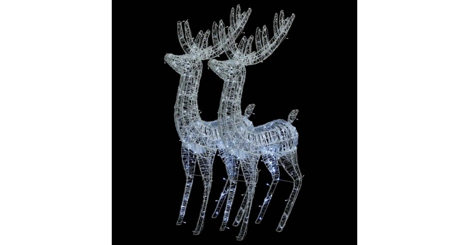 Ren de Craciun 250 LED-uri, 2 buc., alb rece, 180 cm, acril XXL ...