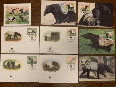 vietnam - tapir - serie 4 timbre MNH, 4 FDC, 4 maxime, fauna wwf foto
