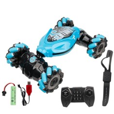 Masinuta pentru copii, flippy, control telecomanda 2.4g + telecomanda gestuala, lumini si muzica, albastru