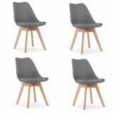 Set 4 scaune bucatarie/living, Artool, Mark, PP, lemn, grafit, 49x43x82 cm