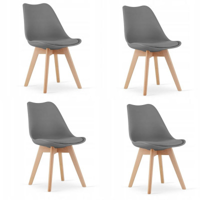 Set 4 scaune bucatarie/living, Artool, Mark, PP, lemn, grafit, 49x43x82 cm foto