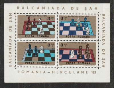 Romania 1984 - #1095 A 15-a Editie Balcaniada de Sah 1v M/S MNH foto