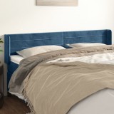 Cumpara ieftin Tăblie pat cu aripioare albastru &icirc;nchis 163x16x78/88 cm catifea