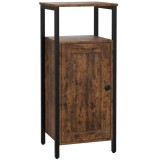 HOMCOM Noptieră &icirc;n Stil Industrial cu 2 Rafturi Deschise și Raft Interior Reglabil pe 3 Nivele, 34x30x80 cm, Maro Rustic | Aosom Romania