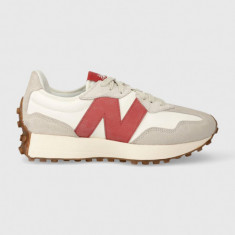 New Balance sneakers din piele întoarsă U327LV culoarea alb