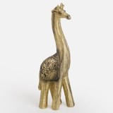 Girafa Decorativă Aurie 38cm cu Detalii Tropicale, CMCLASS
