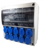 Tablou electric echipat cu 10 prize monofazice schuko 16A panou organizare de santier cu sigurante IP44