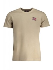 Tricou barbati, cu imprimeu cu logo, Regular fit, Bej (Marime: XL) foto