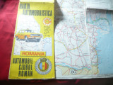 Harta Automobilistica Romania ACR , anii &#039;70 , cu numeroase reclame