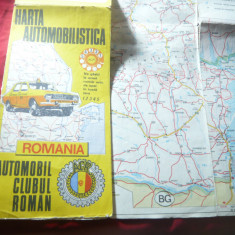 Harta Automobilistica Romania ACR , anii '70 , cu numeroase reclame