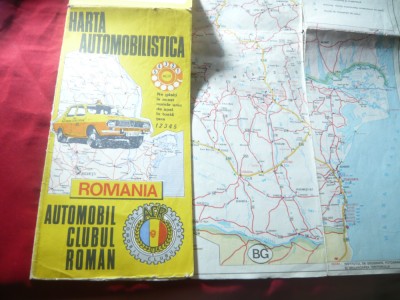 Harta Automobilistica Romania ACR , anii &amp;#039;70 , cu numeroase reclame foto
