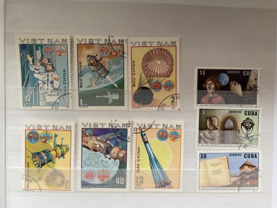 LOT 5 timbre uzate diferite tari/ Cosmos/ Explorarea Spatiului foto