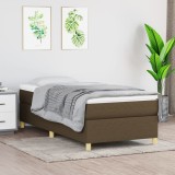 Cumpara ieftin Pat box spring cu saltea, maro &icirc;nchis, 90x200 cm, textil