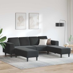 vidaXL Canapea pentru living 3 pcs Negru 250 x 188 x 76 cm 3335127