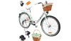 Bicicleta Oras Dama/Barbat MalTrack SS White, 26 inch, Cadru Otel 17", Cos Rachita, Portbagaj, Aripi, Lumini LED, Alb/Crem